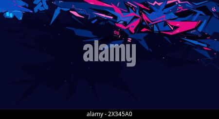 Sfondo del modello di illustrazione vettoriale stile Graffiti Cyber Abstract Urban Street Art alla moda. Illustrazione vettoriale Illustrazione Vettoriale