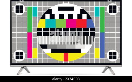 Lo schermo TV mostra il motivo di prova del colore dello schermo. Illustrazione vettoriale. Illustrazione Vettoriale