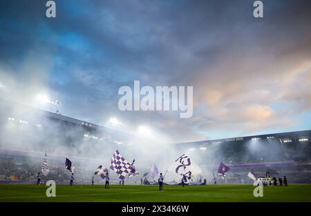 Bruxelles, Belgio. 24 aprile 2024. Immagine scattata durante una partita di calcio tra RSC Anderlecht e Cercle Brugge, mercoledì 24 aprile 2024 a Bruxelles, il giorno 5 (su 10) dei play-off dei campioni della prima divisione del campionato belga "Jupiler Pro League" 2023-2024. BELGA PHOTO VIRGINIE LEFOUR credito: Belga News Agency/Alamy Live News Foto Stock