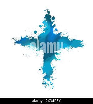 Segni incrociati blu cristiani disegnati a mano. Icone dipinte con un pennello. disegno a mano. Non IA. Illustrazione vettoriale Illustrazione Vettoriale