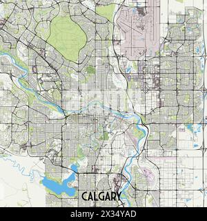 Calgary, Alberta, Canada cartina poster art Illustrazione Vettoriale