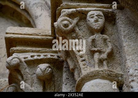 Particolare di Santo Estebo de Atan, Panton, Lugo, Spagna Foto Stock