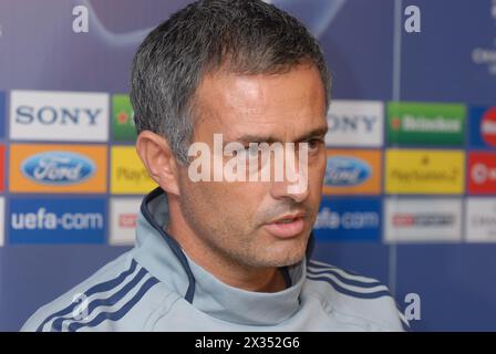 Jose Mourinho, Chelsea Manager, Champions League Press Conference, Stamford Bridge, Londra, Regno Unito Foto Stock