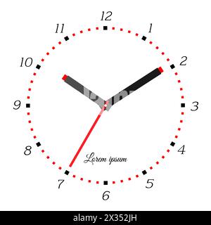 Illustrazione vettoriale dell'orologio meccanico. Quadrante dell'orologio su sfondo bianco. Illustrazione Vettoriale