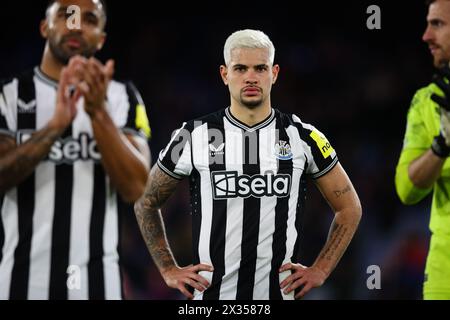 LONDRA, Regno Unito - 24 aprile 2024: Bruno Guimaraes del Newcastle United respinto dopo la partita di Premier League tra il Crystal Palace FC e il Newcastle United FC al Selhurst Park (credito: Craig Mercer/ Alamy Live News) Foto Stock