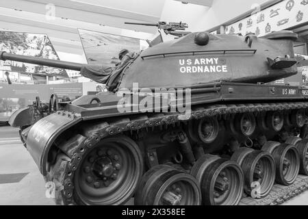 Bovington.Dorset.Regno Unito.8 agosto 2023.Un carro armato M48 Patton è in mostra al museo Tank di Dorset Foto Stock