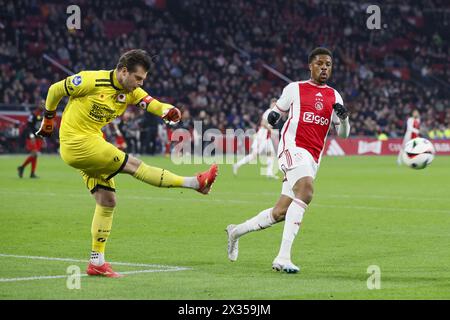 Amsterdam, Paesi Bassi. 24 aprile 2024. AMSTERDAM, 24-04-2024, Johan Cruijff Arena, Dutch Eredivisie football, stagione 2023/2024, corrispondenza tra Ajax ed Excelsior. Crediti: Pro Shots/Alamy Live News Foto Stock