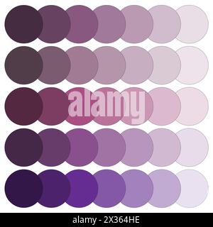 Motivo dei cerchi sfumati viola. Sfumature di colore viola. Griglia decorativa con forme arrotondate. Illustrazione vettoriale. EPS 10. Illustrazione Vettoriale