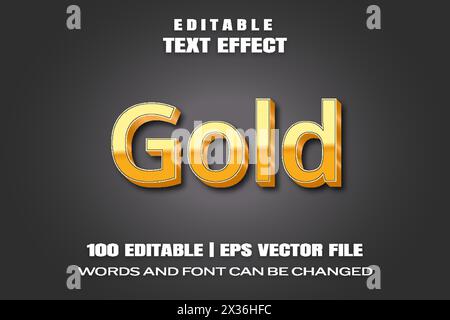 È possibile modificare gli effetti di testo modificabili Oro , parole e font Illustrazione Vettoriale