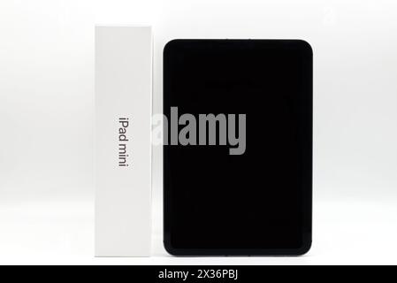 IPad Mini di Apple Inc. Isolato su sfondo bianco. Foto Stock