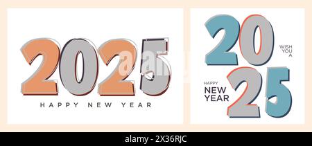 modello per il nuovo anno 2025. numeri vector per il nuovo anno 2025 in stile classico. per biglietti d'auguri, calendari e copertine di libri. anno nuovo 2025. Illustrazione Vettoriale