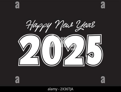 Lo stile di Capodanno 2025 è semplice e con un tocco di colore che non è strano. festeggiamenti per il nuovo anno 2025. festa di capodanno 2025. Illustrazione Vettoriale