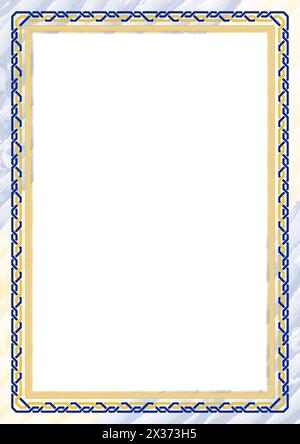 Cornice verticale e bordo con colori della bandiera delle Barbados, elementi modello per certificato e diploma. Vettore. Illustrazione Vettoriale