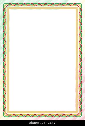 Cornice verticale e bordo con colori della bandiera del Mali, elementi modello per il certificato e il diploma. Vettore. Illustrazione Vettoriale