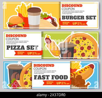 Buono sconto del 50% sul fast food Illustrazione Vettoriale