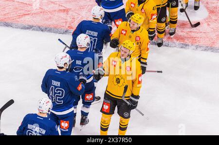 Handshake nach dem Champions Hockey League Spiel zwischen den ZSC Lions und Skelleftea AIK. (Zürich, Schweiz, 22.11.2022) Foto Stock