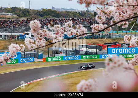 Circuito di Suzuka, 5 aprile 2024: George Russell (GBR) di Mercedes durante il Gran Premio di Formula 1 del Giappone 2024. Foto Stock