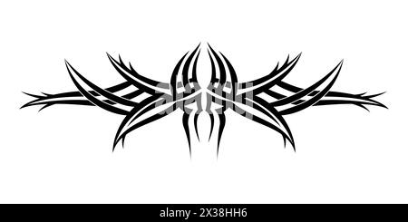 Design del tatuaggio tribale. Design tribale nero con motivo simmetrico. Illustrazione Vettoriale