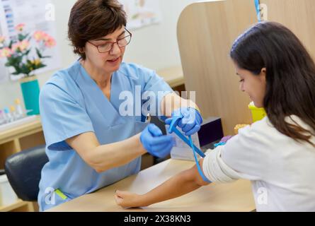 Raccolta del sangue, stanza di cura, consultazione medica, Lezo ambulatorio, Gipuzkoa, paesi Baschi, Spagna Foto Stock