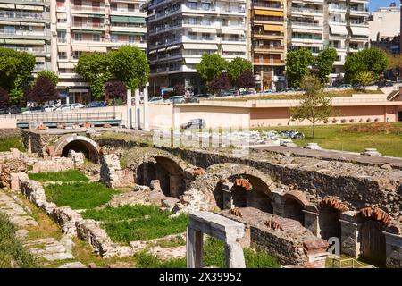 Salonicco, città greca della Macedonia nel nord della Grecia antica Piazza dell'Agorà, rovine romane Foto Stock