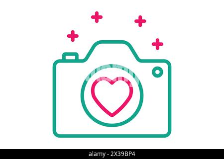 icona della fotografia di matrimonio. icona matrimonio correlato, festa. stile icona linea. illustrazione elemento nozze Illustrazione Vettoriale