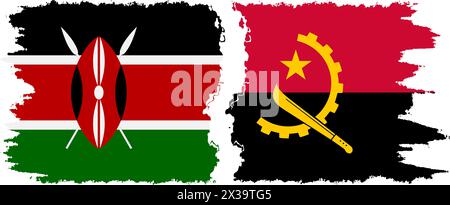 Angola e Kenya grunge bandiere connessione, vettore Illustrazione Vettoriale