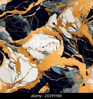 Motivo senza cuciture con texture in marmo oro. Sfondo vettoriale Illustrazione Vettoriale