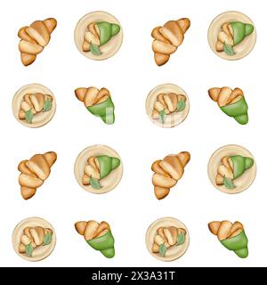 Motivo senza cuciture con croissant Foto Stock