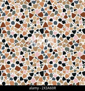 Interpretazione artistica della texture senza cuciture del terrazzo con forme astratte multicolore. Illustrazione Vettoriale