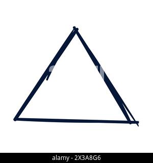 Linea di scrittura a forma di triangolo. Vettore Scribble a forma di triangolo disegnato a mano. Disegno di Doodle. Illustrazione Vettoriale