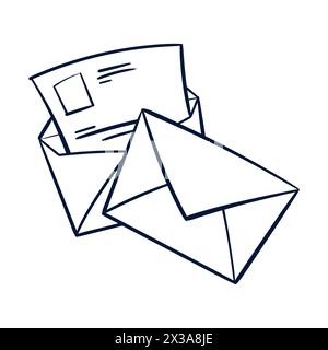Icona busta e lettera. Mail Scribble Line. Drawn Offce mail Scribble Doodle Vector. Doodle mail Drawing. Illustrazione Vettoriale