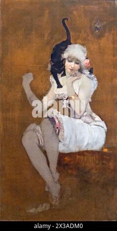Adolphe Willett - donna e gatto - 1881 Foto Stock