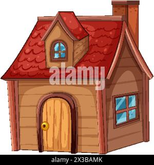 Illustrazione colorata di una piccola casa di cartoni animati Illustrazione Vettoriale