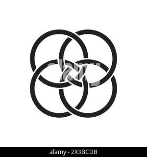 Cerchi interconnessi in monocromia. Concetto di unità e connessione. Design degli anelli intersecanti. Illustrazione vettoriale. EPS 10. Illustrazione Vettoriale