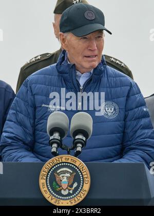 BALTIMORA, MD, USA - 5 APRILE 2024: Il presidente Joe Biden pronuncia le sue osservazioni sulla ricostruzione del Francis Scott Key Bridge. Foto Stock
