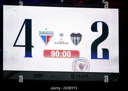 Fortaleza, Brasile. 26 aprile 2024. CE - FORTALEZA - 04/25/2024 - COPPA SUDAMERICANA 2024, FORTALEZA x BOCA JUNIORS - Punteggio della partita tra Fortaleza e Boca Juniors per la Copa Sudamericana 2024 allo stadio Arena Castelao di Fortaleza (CE), questo giovedì ( 25). Foto: Marlon Costa/AGIF (foto di Marlon Costa/AGIF/Sipa USA) credito: SIPA USA/Alamy Live News Foto Stock