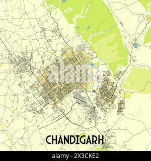 Chandigarh India mappa poster art Illustrazione Vettoriale