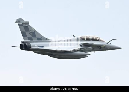 Velika Gorica, 250424 anni. Aeroporto internazionale Dr. Franjo Tudjman, Pleso. Arrivo cerimoniale del primo gruppo di aerei da caccia multiuso Rafale in Croazia. Foto: Goran Mehkek / CROPIX Copyright: XxGoranxMehkekx/xCROPIXx gm rafale7-250424 Foto Stock