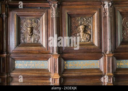 Speke Hall, residenza Tudor del National Trust di grado i, Liverpool, Inghilterra, Regno Unito. Foto Stock