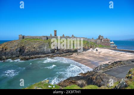 Peel Castle, Peel, Isola di Man, Inghilterra, Regno Unito Foto Stock