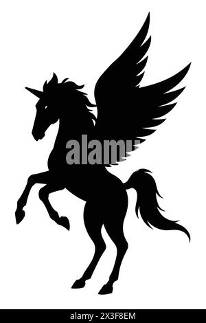 Vettore di silhouette animale Pegasus Illustrazione Vettoriale