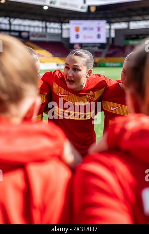 Farum, Danimarca. 21 aprile 2024. Winonah Heatley del Nordsjaelland si è visto nel Gjensidige Kvindeliga match tra FC Nordsjaelland e Aarhus GF al Right to Dream Park di Farum. (Foto: Gonzales Photo - Dejan Obretkovic). Foto Stock