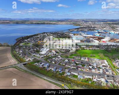 Vista aerea con drone di Montrose Angus Foto Stock