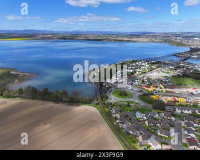 Vista aerea con drone di Montrose Angus Foto Stock