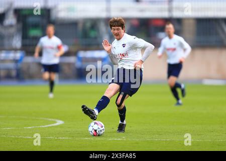 Copenaghen, Danimarca. 19 aprile 2024. Nicolaj Thomsen (27) di B.93 visto durante il NordicBet Liga match tra B.93 e Naestved BK a Vanlose Idrætspark a Copenaghen. (Credito fotografico: Gonzales Photo - Christian Midtgaard). Foto Stock