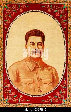 Gori, Georgia - 31 agosto 2021: Tappeto ritratto di Stalin al Museo Joseph Stalin di Gori, Georgia. Dedicato alla vita di Giuseppe Stalin, l Foto Stock