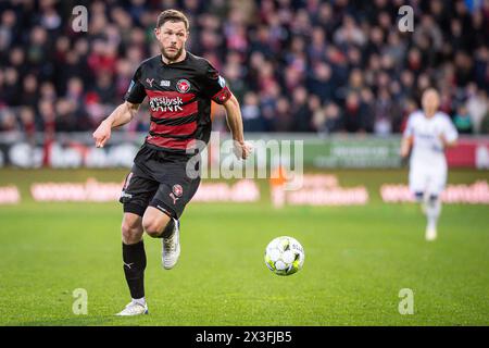 Herning, Danimarca. 14 aprile 2024. Henrik Dalsgaard (14 anni) dell'FC Midtjylland visto durante il 3F Superliga match tra FC Midtjylland e FC Copenhagen all'MCH Arena di Herning. (Credito fotografico: Gonzales Photo - Morten Kjaer). Foto Stock