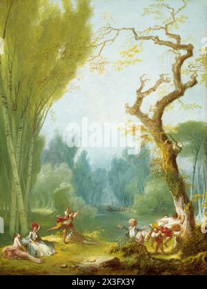 Una partita a cavallo e cavaliere. Jean Honoré Fragonard. c. 1775/1780. Foto Stock