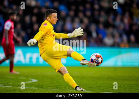 Doetinchem, Paesi Bassi. 26 aprile 2024. DOETINCHEM, PAESI BASSI - APRILE 26: Romain Matthys portiere del MVV Maastricht durante la partita olandese Keuken Kampioen Divisie tra De Graafschap e MVV Maastricht allo Stadion De Vijverberg il 26 aprile 2024 a Doetinchem, Paesi Bassi. (Foto di Rene Nijhuis/Orange Pictures) credito: Orange Pics BV/Alamy Live News Foto Stock