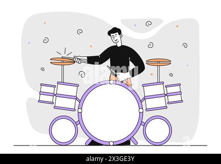 Vettore delle prestazioni del batterista semplice Illustrazione Vettoriale
